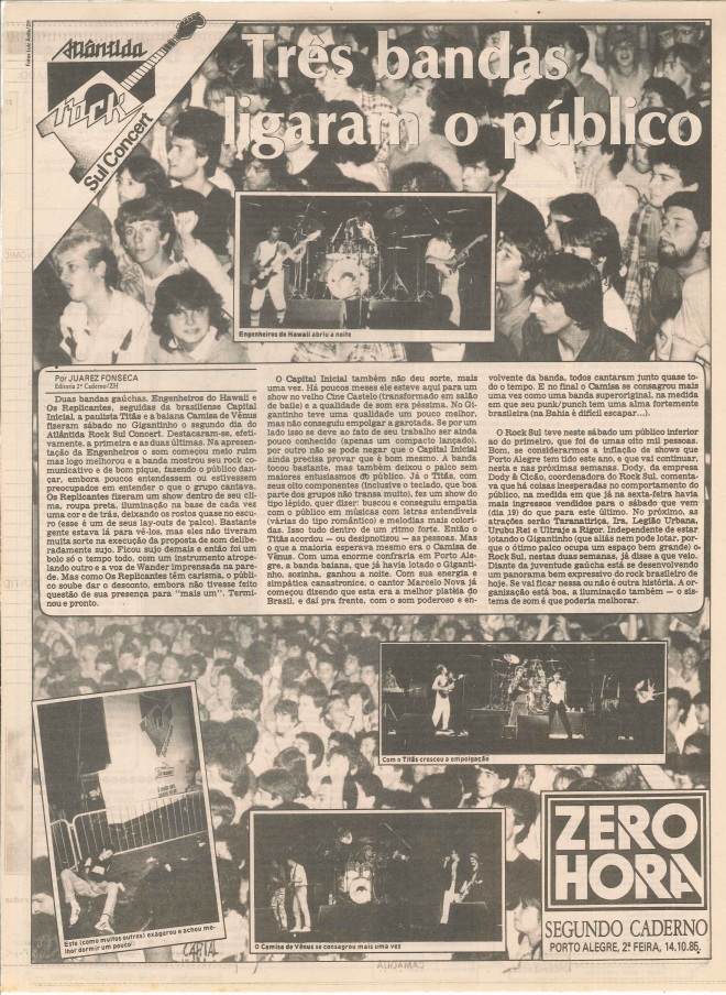 1985 - Três bandas ligaram o público (ZH)